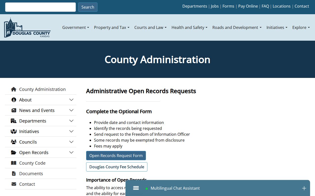 Douglas County open records route for Lawrence city directory gaps