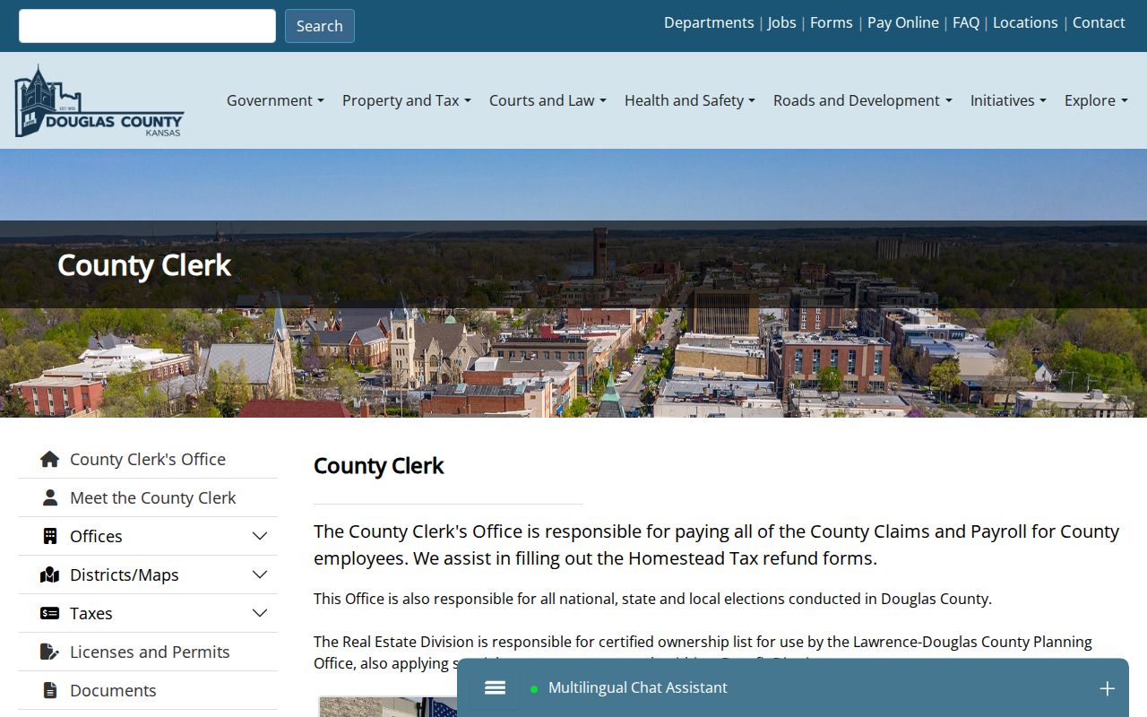 Douglas County Clerk source for Lawrence city directory research