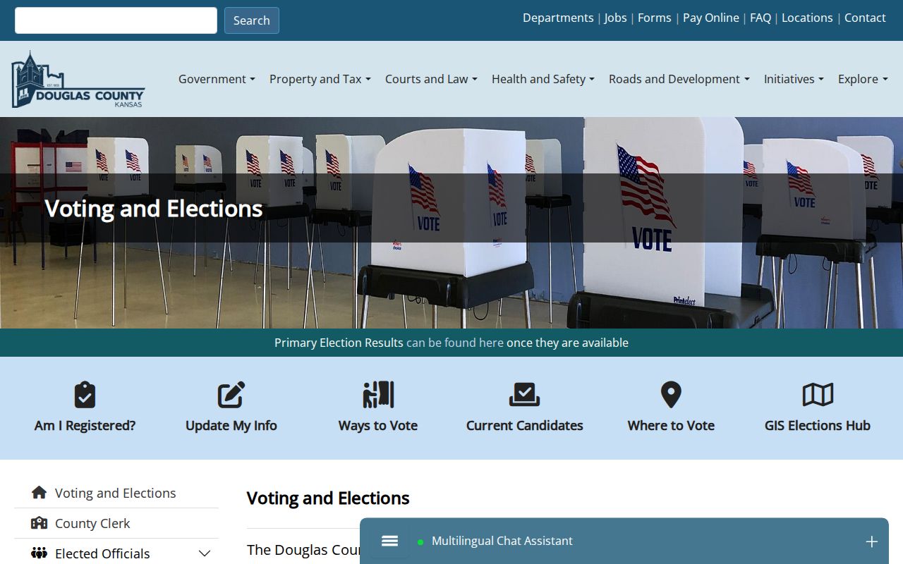 Douglas County elections source alongside Lawrence city directories