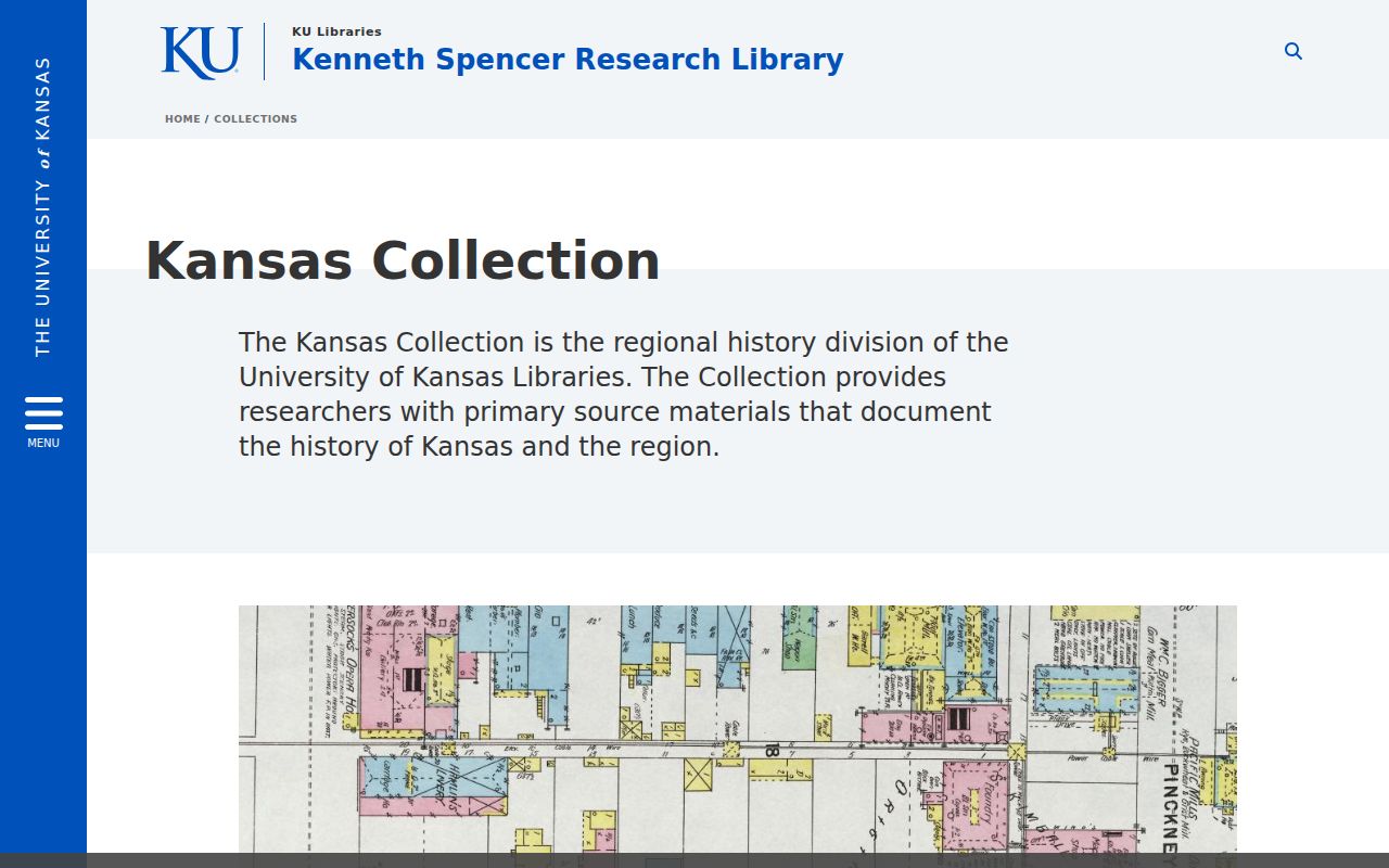 University of Kansas Spencer Kansas Collection for Lawrence historical records