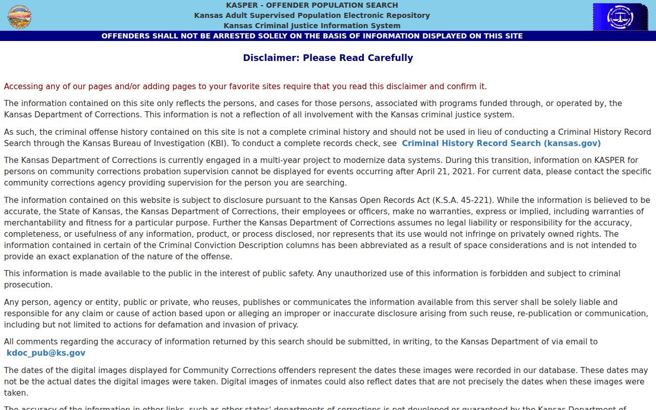 Kansas KASPER source for Lawrence resident lookup research